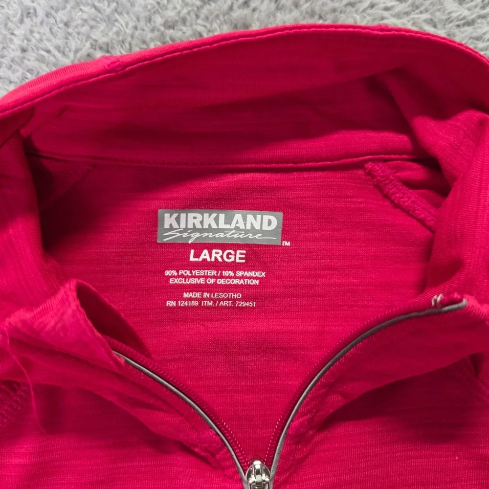Kirkland Womens Large Quarter Zip Pullover Pink Space Dye Thumbhole Athletic Top